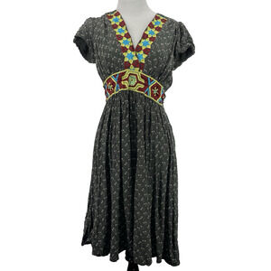 Anthropologie Corey Lynn Calter Size 6 SILK Embroidered Boho Dress Multicolor‎